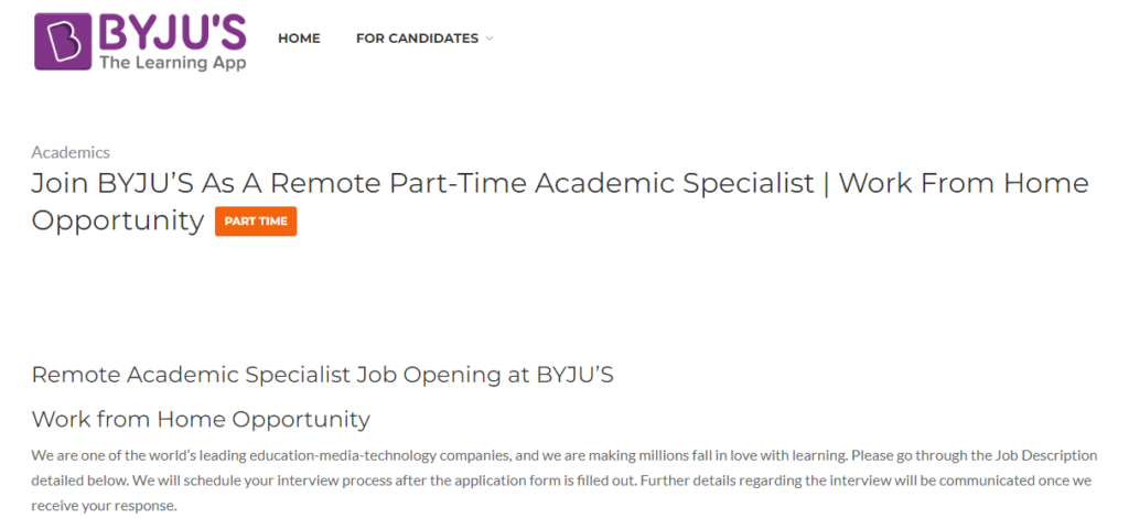 Remote Part-Time Academic Specialist